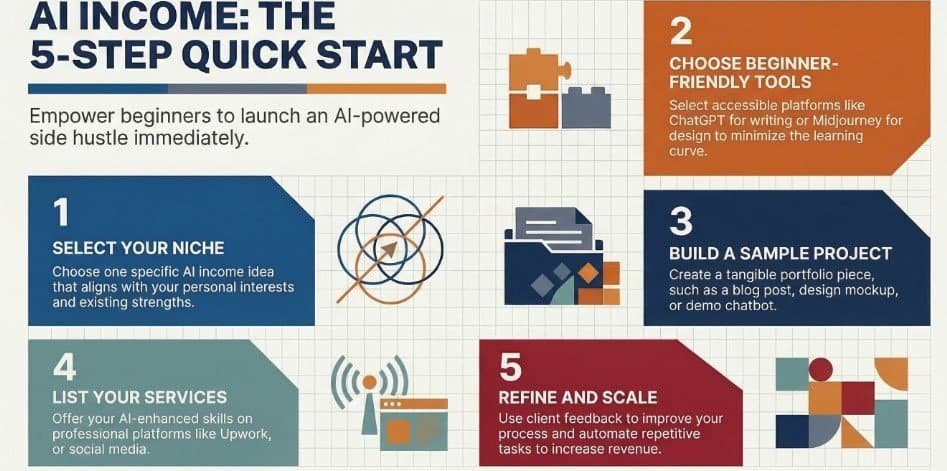 7 Ways to Make Money with AI Even If You’re a Beginner 5 AI income the 5 step quick start build a site hustle without technical skills 1
